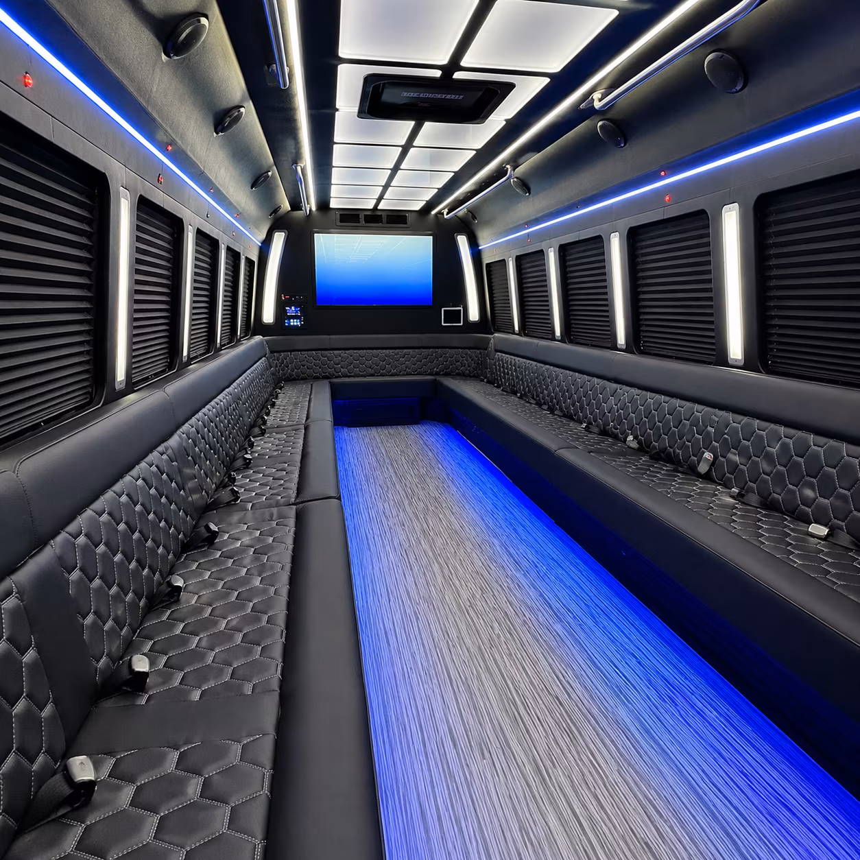 st louis 50 passenger party bus inside